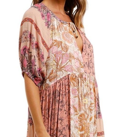 Rare Spell Designs Renew Patchwork Maxi Dress Gown pink S/M - Picture 15 of 16